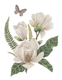 手绘花朵油画元素