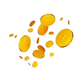 手繪漂浮金幣元素