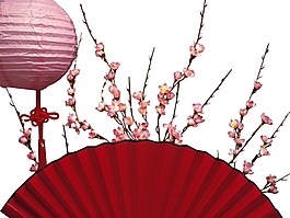手绘梅花扇子元素