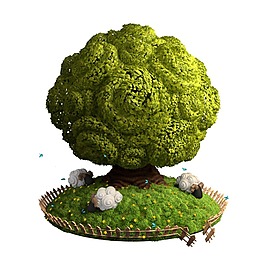 手繪清新大樹元素