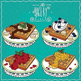 卡通華夫餅矢量插畫