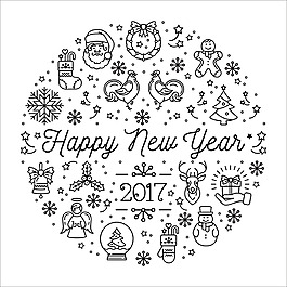 時(shí)尚簡(jiǎn)約圣誕節(jié)黑白線(xiàn)條元素