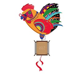 手绘鸡年灯笼元素