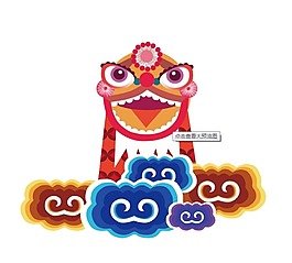 手繪祥云龍門元素