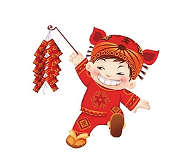 手绘儿童鞭炮元素