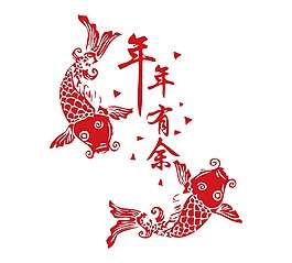 手繪年年有余元素