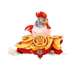 手繪立體雞年元素