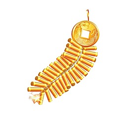 手绘金币鞭炮元素