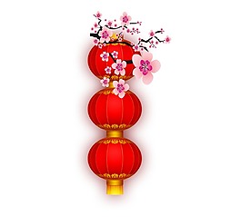 手繪梅花燈籠元素