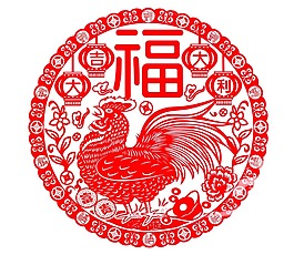 手繪雞年剪紙元素