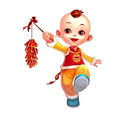 手繪春節放鞭炮元素