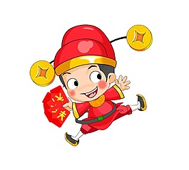 手繪財神紅包元素