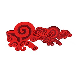 手繪紅色祥云元素