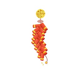 手绘福字鞭炮元素