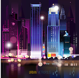 美麗的城市夜景插畫