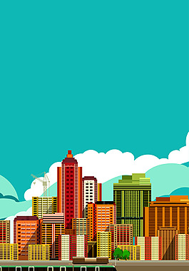 城市建筑風(fēng)景插畫