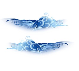 手繪藍(lán)色海浪元素