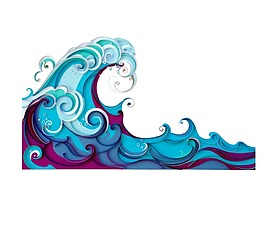 手繪藍(lán)色海浪元素