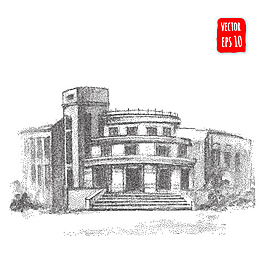 手繪復(fù)古建筑插畫(huà)