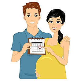 手绘孕妇预产期元素