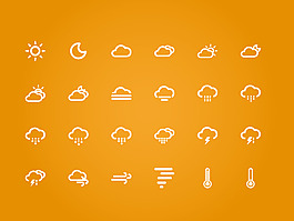 橙色背景白色天氣圖標(biāo)素材