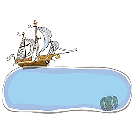 手繪大海帆船元素