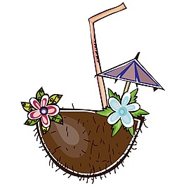 手繪椰果花朵元素