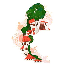 手绘卡通房屋元素