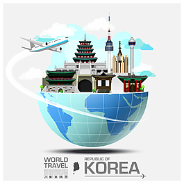 创意韩国旅行建筑插画