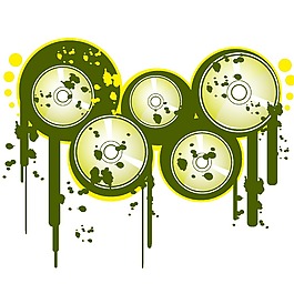 手繪綠色磁帶元素