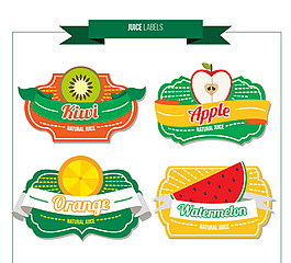4款精致水果汁標簽矢量