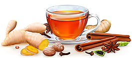 生姜檸檬紅茶插畫