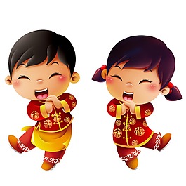 手绘春节小福娃元素