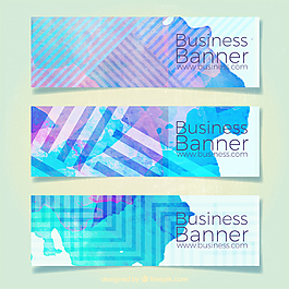 3款水彩繪商務(wù)banner矢量素材