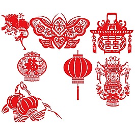 手绘剪纸中国风元素