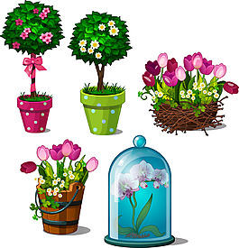 清新唯美的盆栽插畫(huà)