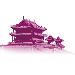 手繪復(fù)古建筑png免扣元素