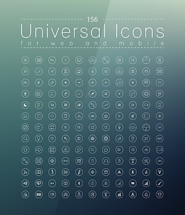 蓝底手绘互联网常用图标icon矢量素材