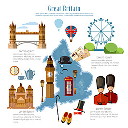 英國特色旅行插畫
