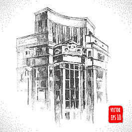 復(fù)古建筑一角插畫