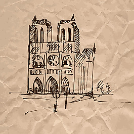 時尚手繪建筑插畫