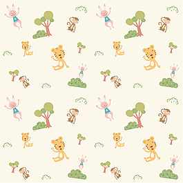 可愛樹松鼠無縫背景圖