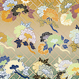 格子彩繪花朵背景圖
