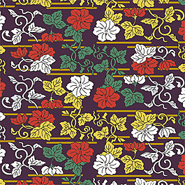 彩色花藤樹葉無縫背景圖
