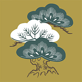 藍白色云朵樹裝飾圖案