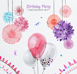 5款清新生日派對裝飾物矢量