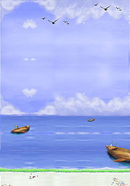 遠方風景大海小船背景