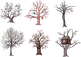 古樹矢量卡通裝飾元素