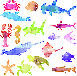 魚類矢量卡通裝飾元素