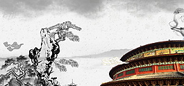 水墨樹枝花紋背景圖